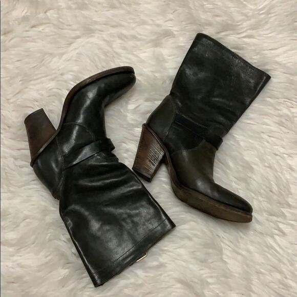 BUTTERO OLIVE Green LEATHER BOOTS SIZE 7‎ - Picture 2 of 7